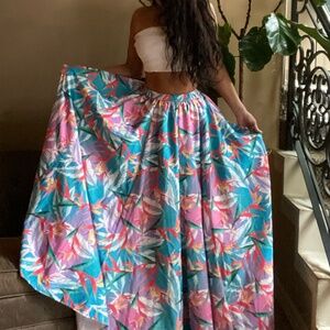 Floral Tropical Print Maxi Skirt